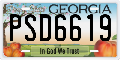 GA license plate PSD6619
