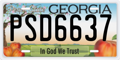 GA license plate PSD6637