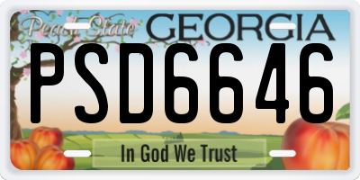 GA license plate PSD6646
