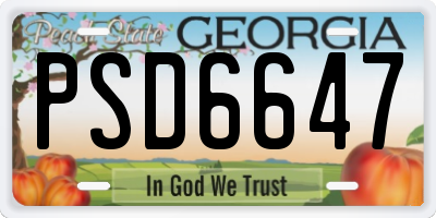 GA license plate PSD6647