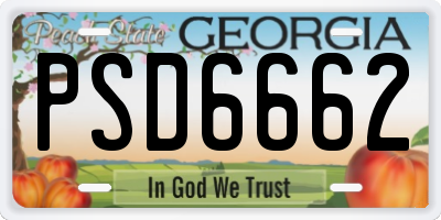 GA license plate PSD6662
