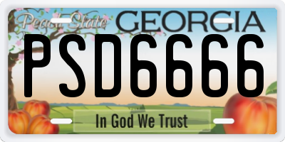 GA license plate PSD6666
