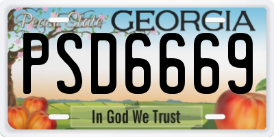 GA license plate PSD6669