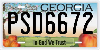 GA license plate PSD6672