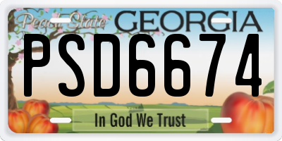 GA license plate PSD6674