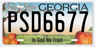 GA license plate PSD6677