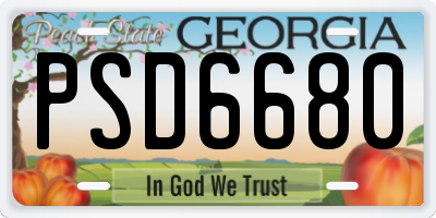 GA license plate PSD6680