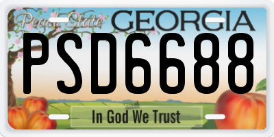 GA license plate PSD6688