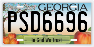 GA license plate PSD6696