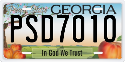 GA license plate PSD7010