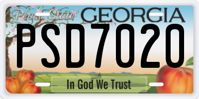 GA license plate PSD7020