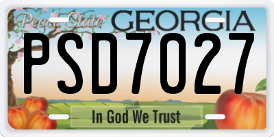 GA license plate PSD7027
