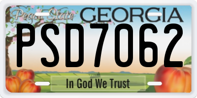 GA license plate PSD7062