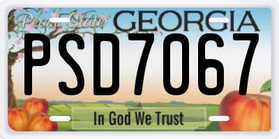 GA license plate PSD7067