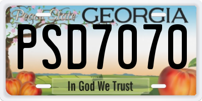 GA license plate PSD7070
