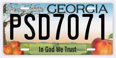 GA license plate PSD7071
