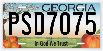 GA license plate PSD7075