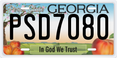 GA license plate PSD7080
