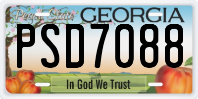 GA license plate PSD7088