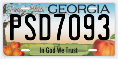 GA license plate PSD7093