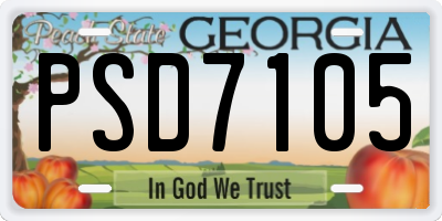 GA license plate PSD7105