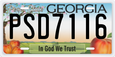 GA license plate PSD7116