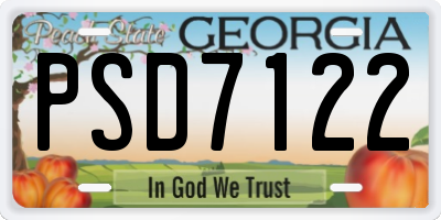 GA license plate PSD7122