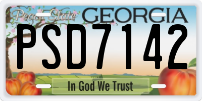 GA license plate PSD7142