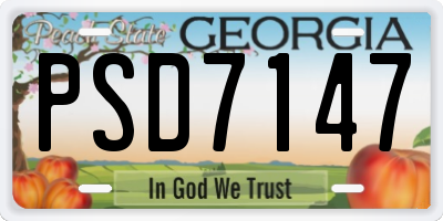GA license plate PSD7147