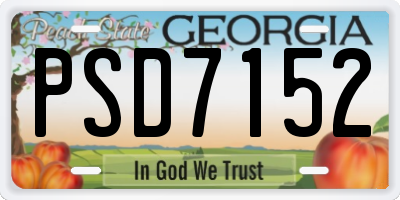 GA license plate PSD7152