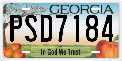 GA license plate PSD7184