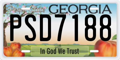 GA license plate PSD7188