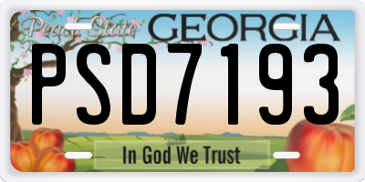 GA license plate PSD7193