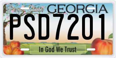GA license plate PSD7201
