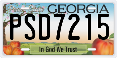 GA license plate PSD7215