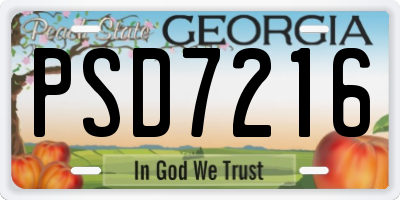 GA license plate PSD7216