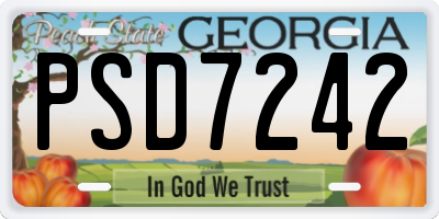 GA license plate PSD7242