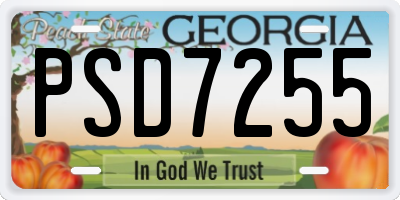 GA license plate PSD7255