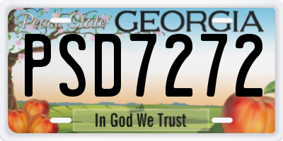 GA license plate PSD7272
