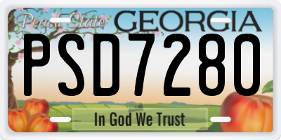 GA license plate PSD7280