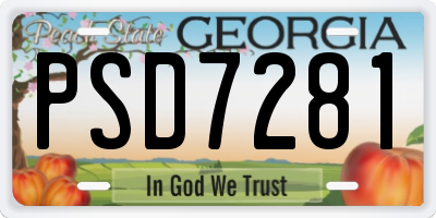 GA license plate PSD7281