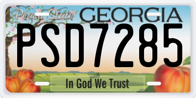 GA license plate PSD7285