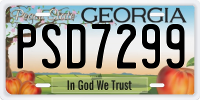 GA license plate PSD7299