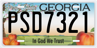 GA license plate PSD7321