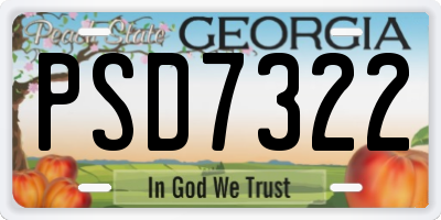 GA license plate PSD7322