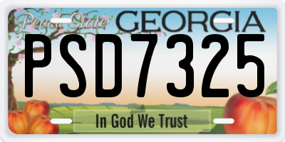 GA license plate PSD7325