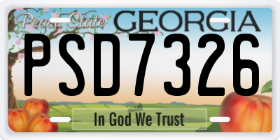 GA license plate PSD7326