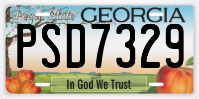GA license plate PSD7329