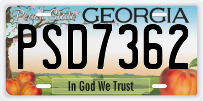 GA license plate PSD7362
