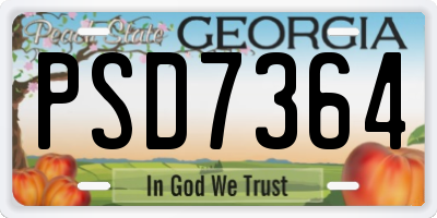 GA license plate PSD7364